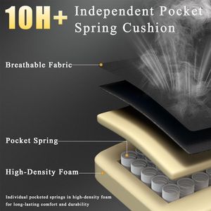 Silla de Juego Ergonómica con Cojín de Muelles Ensacados, Reposapiés, Soporte Lumbar Ajustable, Tela Transpirable y Resistente, Silla para Computadora - Product Image 3