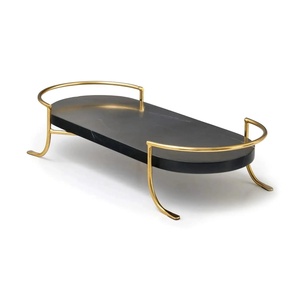 <b>Black</b> marble tray gold handle serving tray decorative organizer <b>vanity</b> tray coffee <b>table</b> tray bathroom tray jewelry tray luxury - Product Image 1