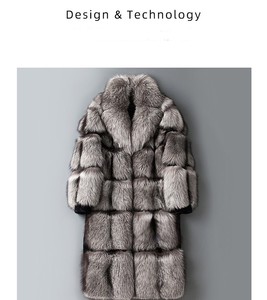 Veste en fourrure de renard véritable pour homme, vente en gros, hiver, chaude, entièrement en fourrure, coupe longue, coupe-vent, grand col - Product Image 2