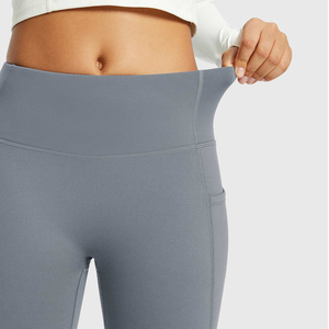 Pantalones de Moda para Mujer, Estilo Flare, con Logotipo Personalizado, Cintura Alta, Pierna Ancha, Tipo Campana, con Tela Suave y Elástica para un Look Casual y Urbano - Product Image 5