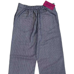 Pantalon droit rayé bleu et blanc pour femme, taille élastique, décontracté, confortable, à porter au quotidien - Product Image 1