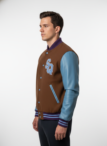 Vestes universitaires personnalisées en laine avec manches en cuir véritable, vêtements d'hiver élégants et stylés pour hommes - Product Image 4