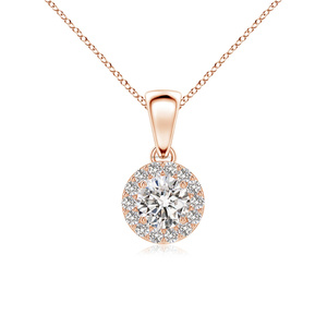 จี้เพชรทรงกลมแบบ Halo ที่ได้รับการรับรองจาก IGI สำหรับผู้หญิง ทอง 10K 14K 18K เงิน 925 935 เครื่องประดับชั้นดี - Product Image 4