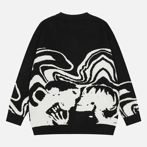 Pull à col rond en mohair pour homme personnalisable, doux, confortable, respirant, imprimé, vêtement de mode décontracté pour l'hiver - Product Image 2