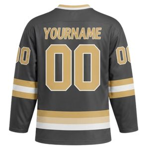 Men Charcoal Gray Sublimated <b>Ice</b> Hockey V Neck Striped Jersey Polyester Sports Shirt Team Wear Match Training Athletic Apparel - Product Image 2
