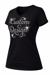 Camiseta Oversize para Mujer Azul Marino y Negra con Estampado de Pedrería, Estilo Urbano Casual de Algodón, Ajuste Holgado, con Logotipo Personalizado - Product Image 5