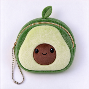 Porte-monnaie en peluche avocat unique, pochette en peluche fruit, porte-clés en peluche, joli portefeuille fruit, peluche verte - Product Image 1