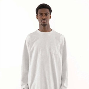 Men's <b>White</b> Long Sleeve Cotton T-Shirt Oversized Fit O-Neck Casual Solid Color Jersey Knitted Plain Dyed - Product Image 1
