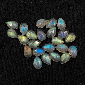 6mm 9mm Natural Gray Labradorite Pear Rose Cut Flatback Cabochon High Grade Gemstone Bulk Supply For Jewelry Making Wholesale - Product Image 4