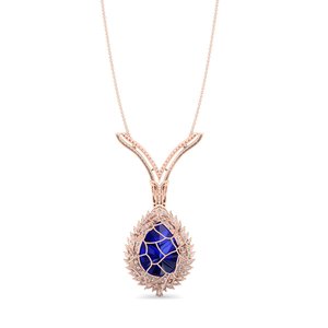 REYES Wholesale Price Pear Cut Blue Sapphire Gemstone Necklace in 14K <b>Solid</b> <b>Gold</b> GRA Certified Moissanite Fine Jewelry For Women - Product Image 4
