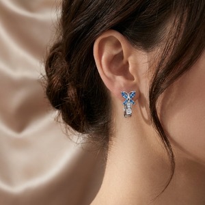 Pendientes de Aro de Oro Blanco de 14 Quilates con Topacio Azul Natural y Diamantes Cultivados en Laboratorio para Mujer, Regalo Moderno, Joyería Fina, OEM, ODM - Product Image 2