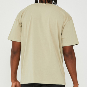 T-shirt à manches courtes, coupe ample, 100% coton, col côtelé, épaules tombantes, logo personnalisé, t-shirts streetwear surdimensionnés pour hommes - Product Image 3