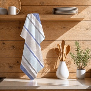 Paño de Cocina de Alta Calidad 100% Algodón Teñido, de Secado Rápido y Suave, con Diseño de Rayas, para Uso en la Cocina - Product Image 1
