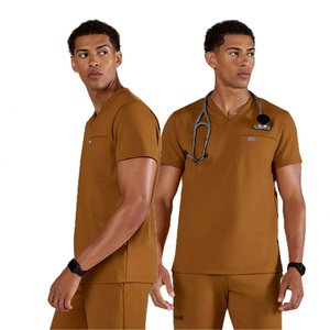 Autumn Winter Unisex Medical <b>Scrub</b> Sets Spandex/Polyester Twill Fabric Breathable <b>Plus</b> <b>Size</b> Printed Design Seamless Hospital - Product Image 3
