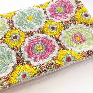 Bolso Rectangular Bordado a Mano con Cuentas de Algodón y Flores, con Cierre y Base de Poliéster, para Fiestas y Viajes - Product Image 4