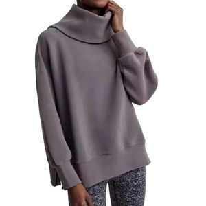 Oversized High Neck Sweatshirt Casual Relaxed Fit Fleece Pullover Women Streetwear <b>Winter</b> <b>Top</b> - Product Image 2
