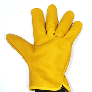Spiritchill Goods Yellow Leather Safety <b>Gloves</b> Full Smooth Texture Abrasion Resistant Anti Slip Straight Cuff General Purpose - Product Image 5