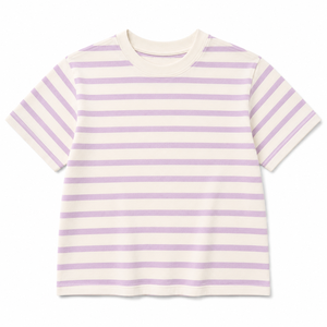 เสื้อยืดเด็กผู้ชาย แขนสั้น คอกลม ผ้าคอตตอนเจอร์ซีย์ ระบายอากาศ ลายทาง สไตล์ลำลอง สำหรับฤดูร้อน ขายส่ง รับผลิตแบบ OEM ODM เสื้อผ้าเด็กสั่งทำ - Product Image 2
