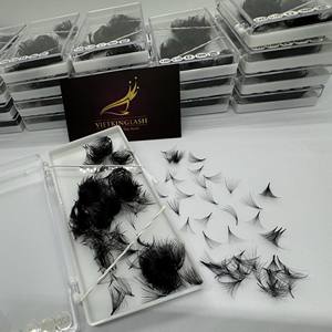 Extensions de cils synthétiques faites à la main, pré-fabriquées, qualité supérieure, effet naturel, longues, étroites, noires mates, 10D-20D, du meilleur fournisseur - Product Image 3