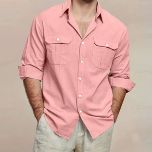 Men's Short Sleeve Solid Knitted for Shirt ODM Casual Quick Dry Button Collar Soft Comfortable Daily Tops - Product Image 1