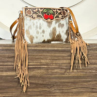Sac bandoulière en cuir de vachette repoussé style western, prix usine premium 2026, nouveau sac à bandoulière croisé cerise, cadeau pour femme