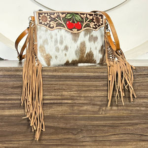 2026 Premium Factory Price Tooled Fur Cowhide Leather Sling Cherry <b>Bag</b> New Western Style Shoulder Crossbody <b>Bag</b> Gift for Women - Product Image 5