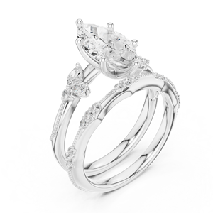 Conjunto de Anillos de Compromiso Vantage Marquise con Diamantes para Mujer, Oro 10k/14k/18k/Plata de Ley, Doble Banda con Diamantes Cultivados en Laboratorio, Joyería Fina - Product Image 5