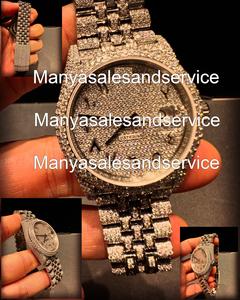 Luxury Fully Ice Stainless Steel Glass Dial Moissanite <b>Diamond</b> Automatic Movement Case Bracelet Clasp 10 Bar Water <b>Watches</b> - Product Image 1