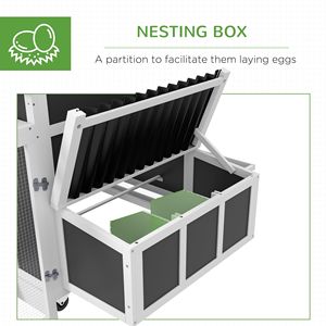 Pollaio in Legno Grigio Scuro per 6 Galline con Nido e Vassoio Estraibile, Recinto Esterno per Animali - Product Image 6