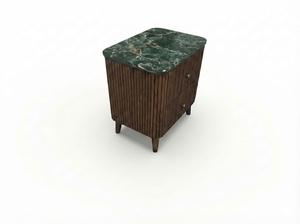 Table d'appoint moderne avec 2 tiroirs, en MDF acacia, placage chêne, plateau en marbre, design dynamique pour salles à manger et espaces de vie. chambre à coucher. - Product Image 2