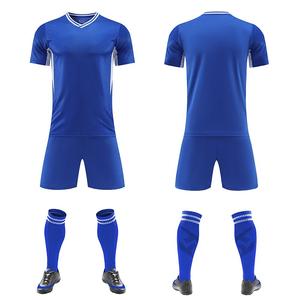 Men's <b>White</b> Soccer Jersey Set With Black Shorts And Knee <b>Socks</b> V-Neck Short Sleeve Moisture Wicking Breathable Wear - Product Image 2