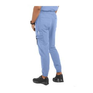 Men’s Henley Collar Medical Scrub <b>Set</b> - Modern Jogger Scrub Pants with Multi-Pockets - Professional <b>Doctor</b> Nurse Uniform - Product Image 2