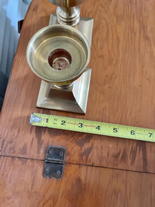 Vintage Pair of <b>Brass</b> Taper Candle Holders Square Base Decorative <b>Brass</b> <b>Candlestick</b> Stands <b>Antique</b> Style Tabletop Candle Holders - Product Image 4