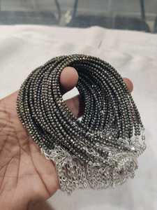 Tobilleras de Cuentas de Pirita Natural Facetada con Borlas y Extensiones de Cadena Ajustables Bañadas en Plata, Estilo Bohemia, Piedra del Zodíaco, Aleación - Product Image 1