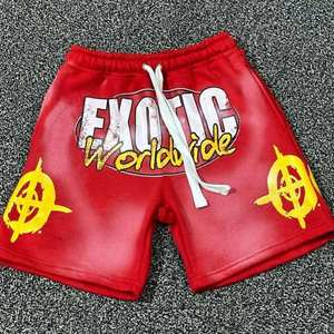 Pantalones Cortos Deportivos de Baloncesto con Logotipo Bordado Personalizado, Estampado Vintage, 100% Algodón, Malla de Espuma, Felpa Francesa - Product Image 4