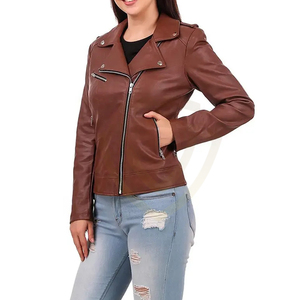 Chaqueta de Cuero para Mujer de Diseño Personalizado y Alta Calidad para Invierno, Nuevo Estilo con Cierre y Logotipo Frontal - Product Image 4