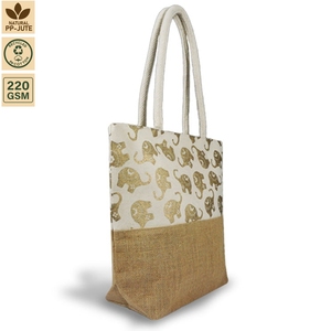 Sac de plage en toile de coton laminée de 8 onces, sac de voyage de plage 39x32x12 cm, logo personnalisé, vente en gros, OEM, marque privée, modèle SPL176 - Product Image 2