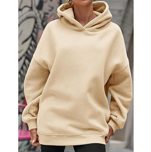 Sudadera con Capucha Extra Grande para Mujer, Color Sólido, Tejido de Algodón, con Bolsillos, Manga Larga, Estilo Otoñal - Product Image 6