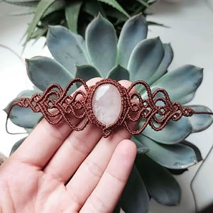 Handmade Rose Quartz Gemstone Boho <b>Adjustable</b> <b>Bracelet</b> Natural Pink Healing Crystal Jewelry for Women Gift - Product Image 1