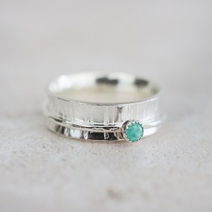 Rustic 925 Silver Plated Amethyst <b>Ring</b> Bezel <b>Set</b> Round Natural Gemstone February Birthstone Unisex Engagement Jewelry - Product Image 2