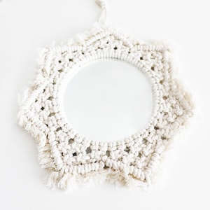 Good Quality Hanging Decorative Macrame <b>Mirror</b> Wall square Beveled <b>Mirror</b> <b>Tile</b> Wall Decorative Art Frame Less <b>Mirror</b> - Product Image 1