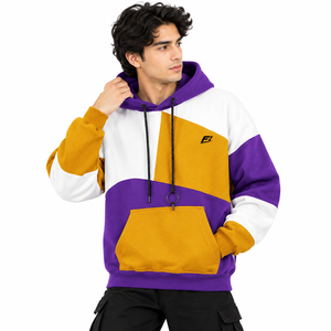 Sweat-shirts à capuche pour hommes 100% coton, doublés à carreaux, couleur unie, streetwear, broderie, épaules tombantes, chauds pour l'hiver, OEM - Product Image 3
