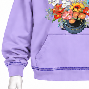Sweat à capuche oversize à motif floral Lavande Bouquet Flowers, avec poche kangourou, style streetwear décontracté, haut d'hiver - Product Image 5