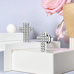 Orecchini DA098 in Acciaio Inossidabile Lucidato a Specchio con Zirconi Cubici Trasparenti di Grado AAA Senza Placcatura - Product Image 1