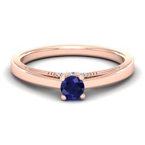 Anillo de Compromiso REYES de Lujo en Oro Sólido de 14K con Diamante Certificado IGI, Corte Redondo, 0.25 Quilates, Gema de Zafiro Azul, Joyería Fina - Product Image 1
