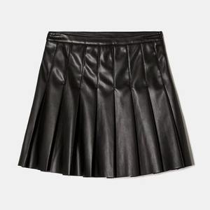 Falda de Cuero Grueso de Alta Calidad para Mujer, Transpirable y Cómoda, Estilo Casual de Invierno, Color Liso, Estilo Urbano - Product Image 1