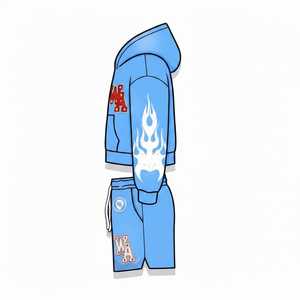 ชุดวอร์มแบบมีฮู้ดสำหรับกิจกรรมกลางแจ้ง ผ้าโพลีเอสเตอร์ผสมคอตตอน กางเกงวอร์มทรงปกติ ชุดออกกำลังกาย ระบายอากาศได้ดี เหมาะสำหรับทุกเพศ - Product Image 3