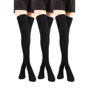 Knee Thigh High <b>Socks</b> High Knee <b>Socks</b> Wholesale Custom <b>Women</b> Over The Knee Solid Colors Cotton Young Long <b>Women</b> Thigh High <b>Socks</b> - Product Image 5