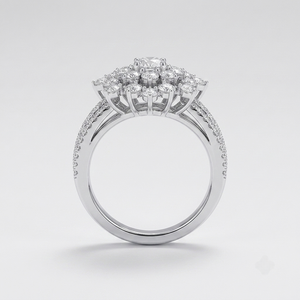 Anillo de cóctel de oro blanco de 18 quilates para mujer con diamantes de corte brillante redondo, doble halo, estilo floral, diamantes cultivados en laboratorio, certificado IGI - Product Image 2