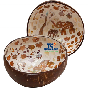 Vietnam Factory <b>Cheap</b> Mother of Pearl COCONUT BOWL Low MOQ Souvenir <b>Gift</b> Shell Inlay Bowl Wholesale Price Bulk Discount Deal - Product Image 1